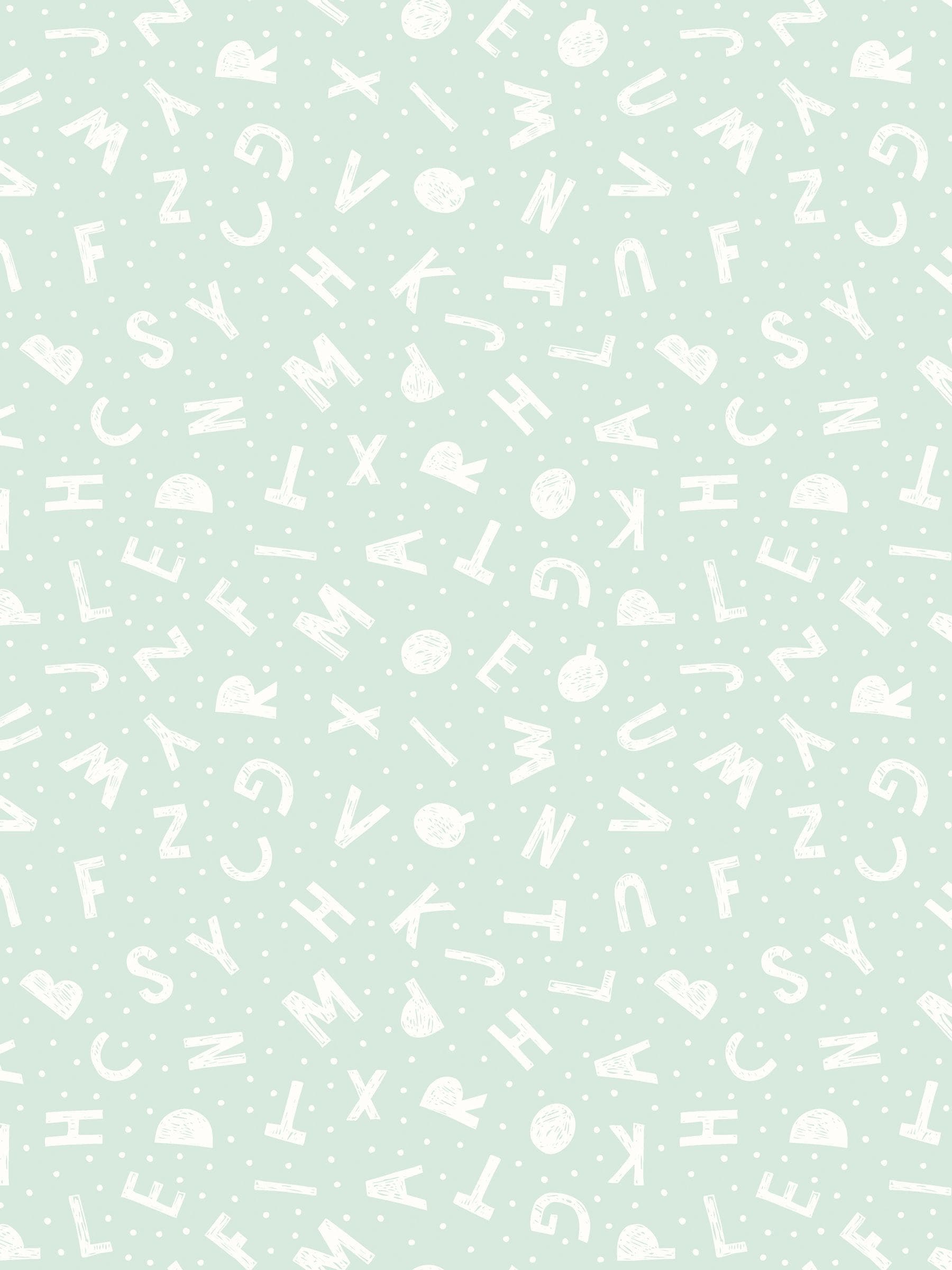 Hoopla Walls Seafoam Alphabet Jumble A4 Wallpaper Sample