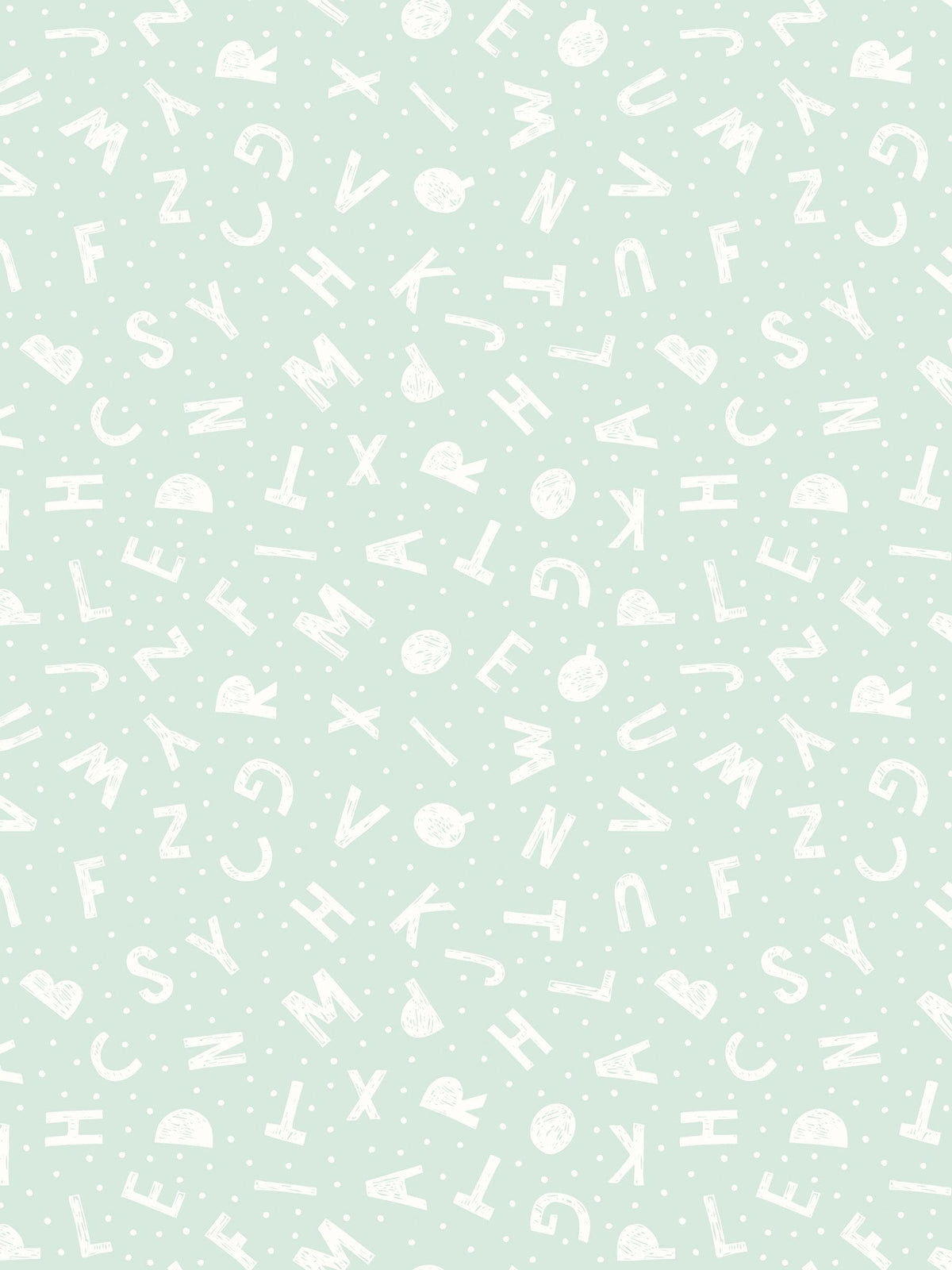 Hoopla Walls Seafoam Alphabet Jumble A4 Wallpaper Sample