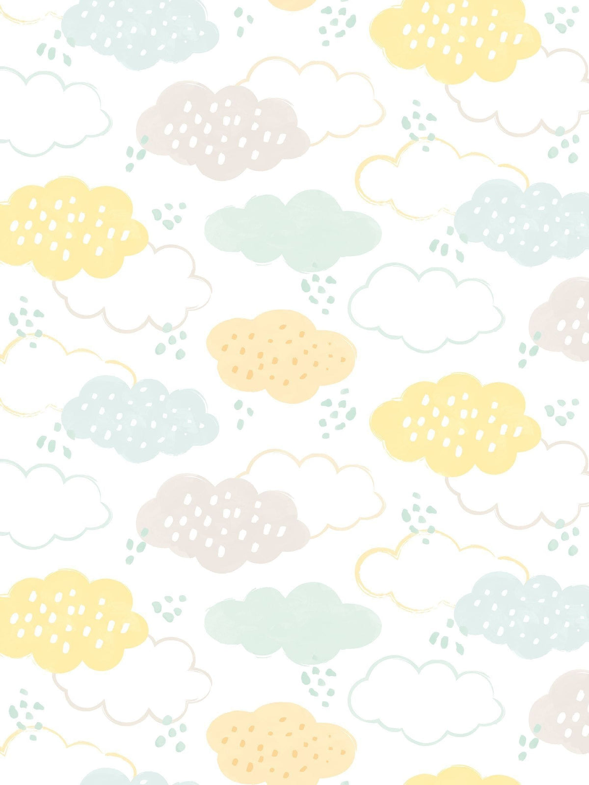 Hoopla Walls Pastel Riot Fluffy Clouds Wallpaper Sample A4