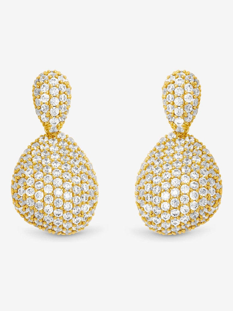 Jon Richard Silver Rhodium Plated and Cubic Zirconia Drop Dome Earrings Gift Box