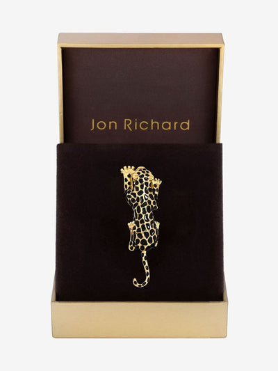Next Jon Richard Gold Plated and Jet Lepoard Brooch - Gift Box- Buy online at McGrocer