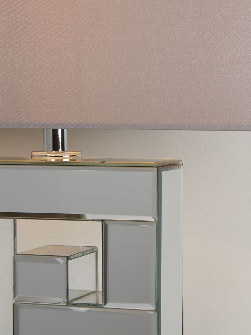 Searchlight Chrome Tetris table lamp, imported from the UK