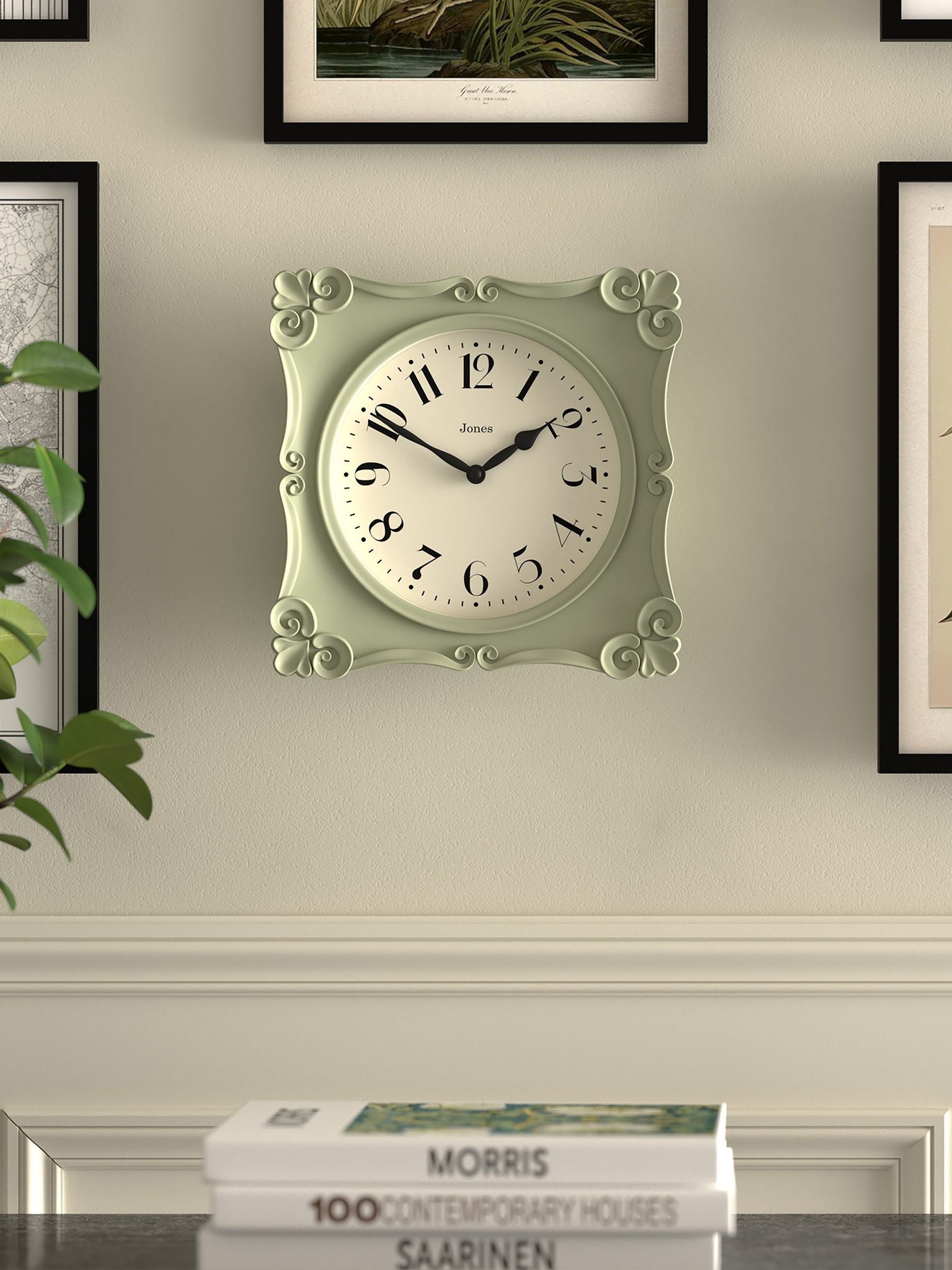 Jones Clocks Sage Green Rialto wall clock 25cm, UK version