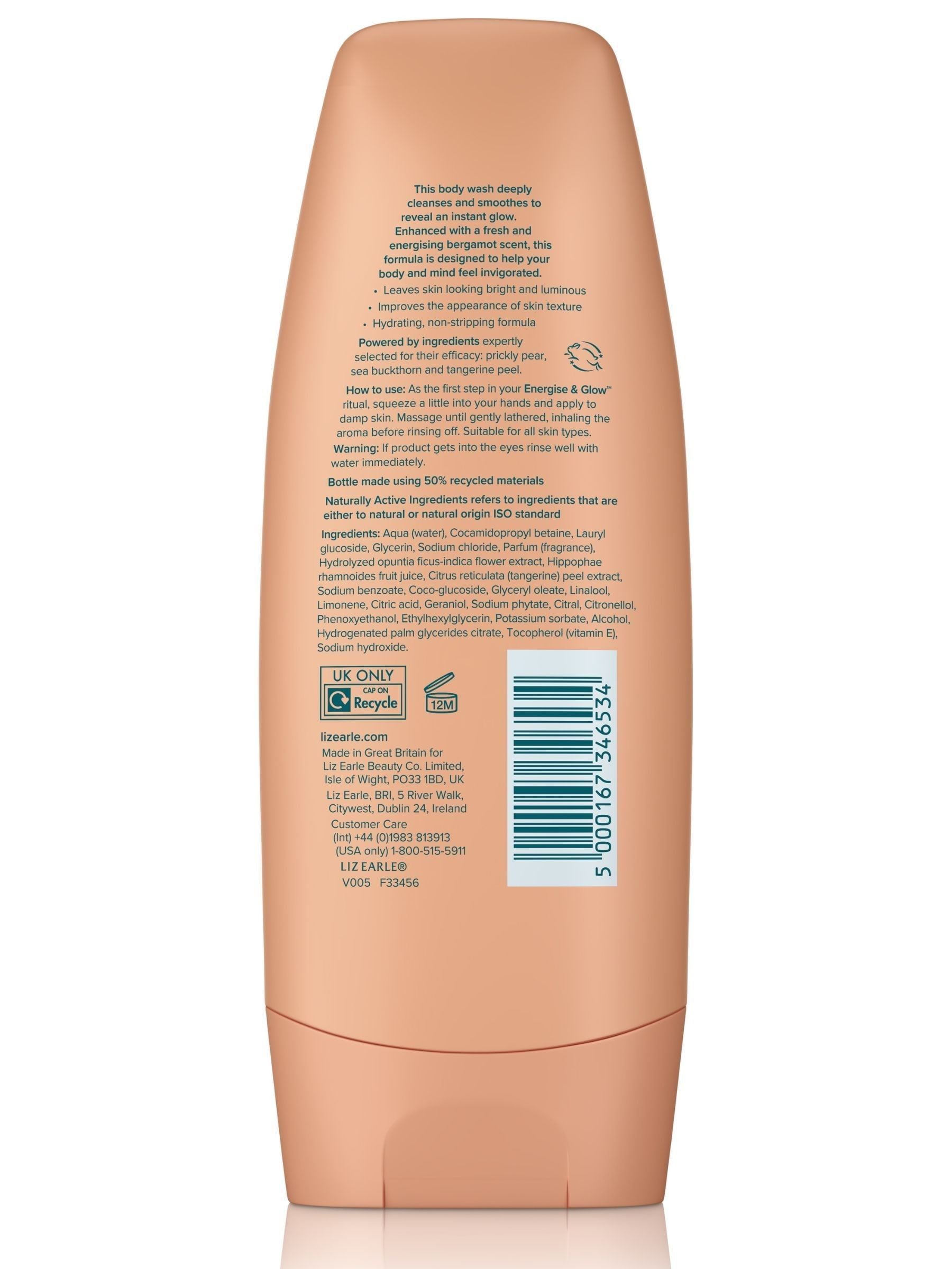 Liz Earle Energise and Glow body wash 200ml, UK version