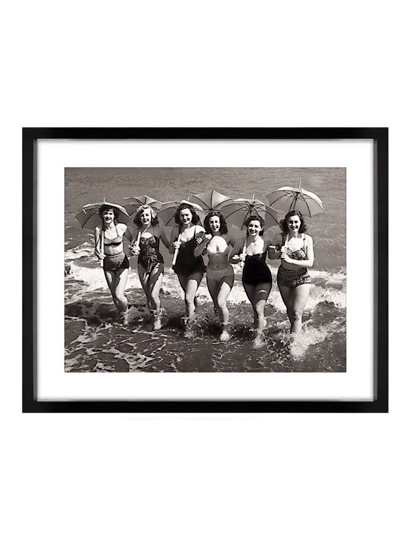 Brookpace Lascelles girls with parasols wall art black white 50x40cm (British brand)