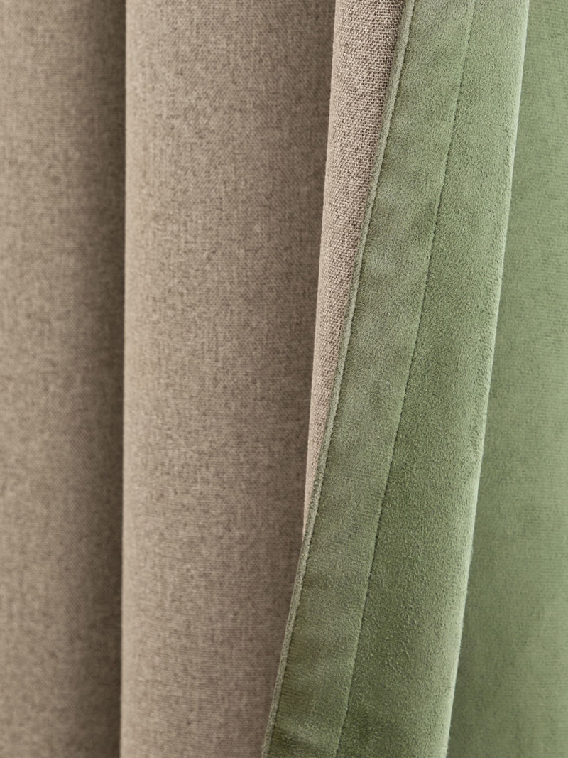 Furn Green Verso reversible blackout eyelet curtains 229cm x 183cm, imported from the UK