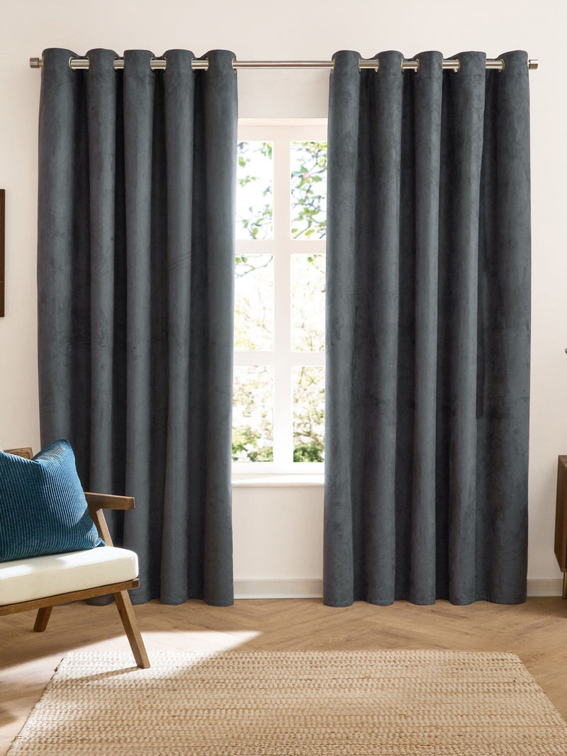 Furn Petrol Verso Reversible 100% Blackout Eyelet Curtains
