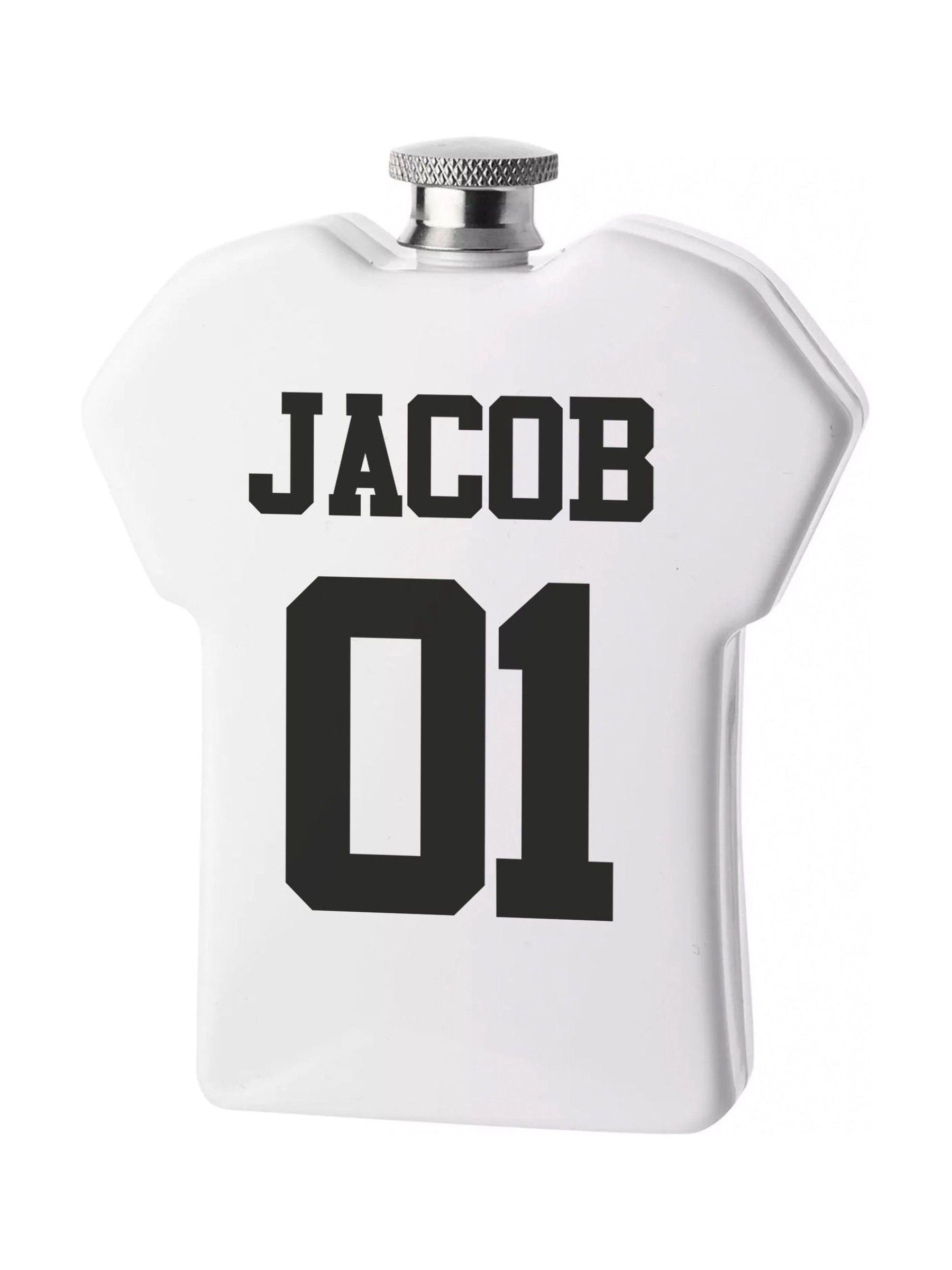 Loveabode personalised football hip flask white 5.5oz, UK version