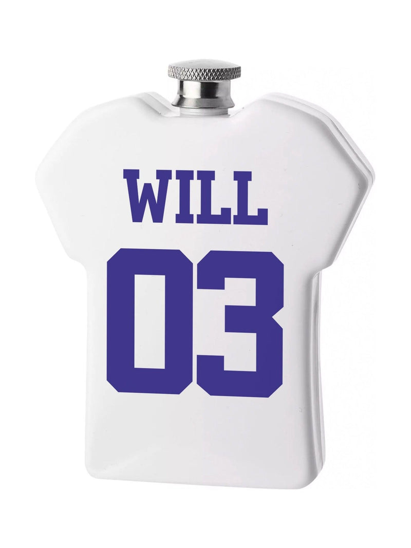 Loveabode personalised football hip flask white 5.5oz, UK version