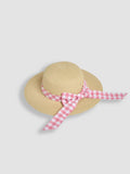 JoJo Maman Bébé baby sun hat natural gingham woven, imported from the UK