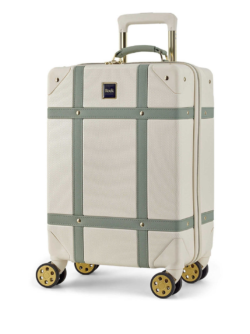 Rock Luggage Cream Vintage cabin suitcase 55cm (British brand)