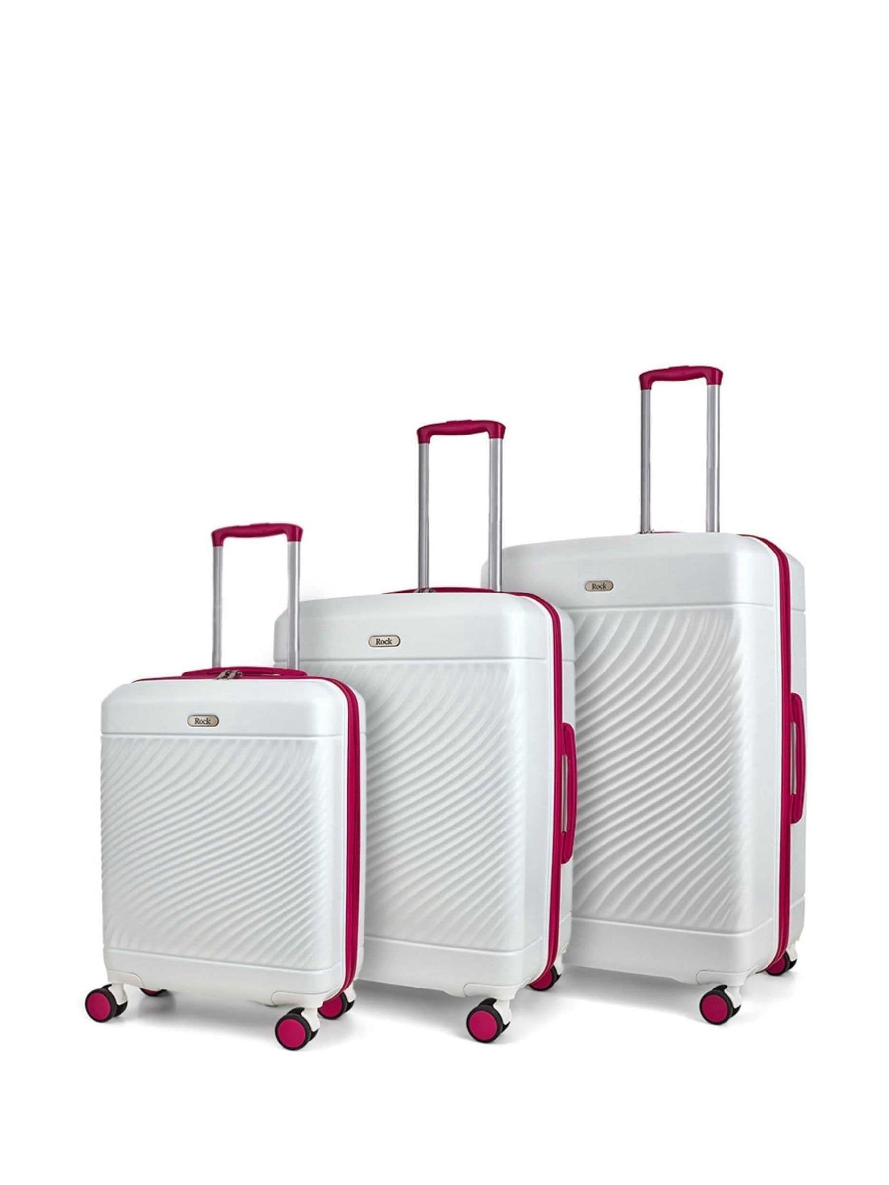 Rock Luggage White Love Island 3 Piece Suitcase Set