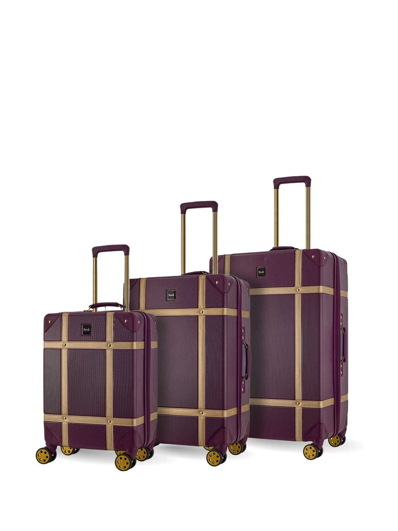 Rock Luggage purple vintage 3 piece suitcase set - British product