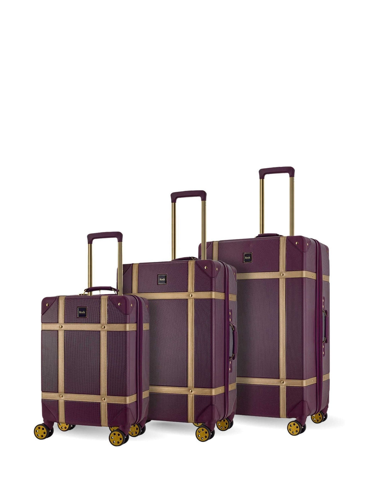 Rock Luggage purple vintage 3 piece suitcase set - British product
