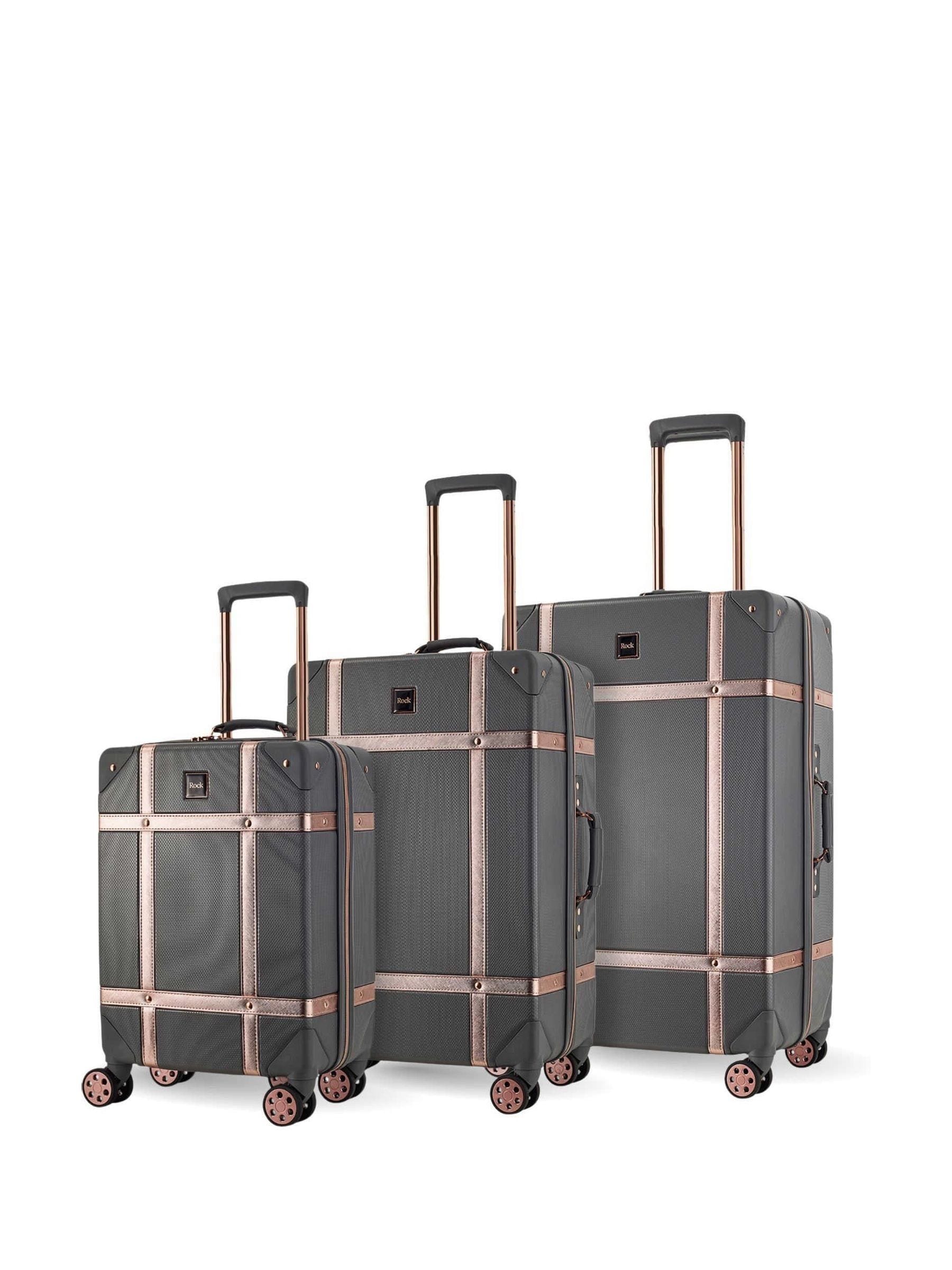 Rock vintage grey 3-piece suitcase set, imported from the UK