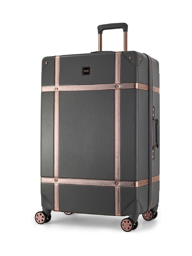 Rock vintage grey 3-piece suitcase set, imported from the UK