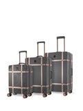Rock vintage grey 3-piece suitcase set, imported from the UK