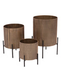 Libra Interiors set of three gold metal planters, UK version