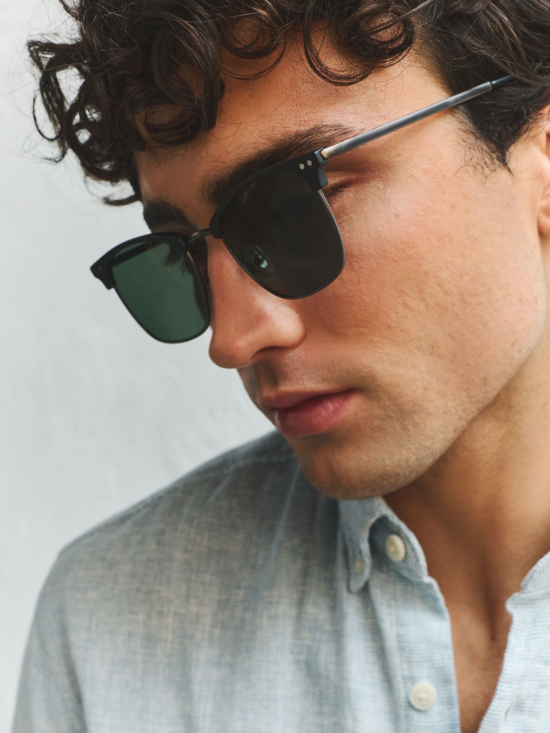 Black preppy sunglasses clubmaster style, UK version