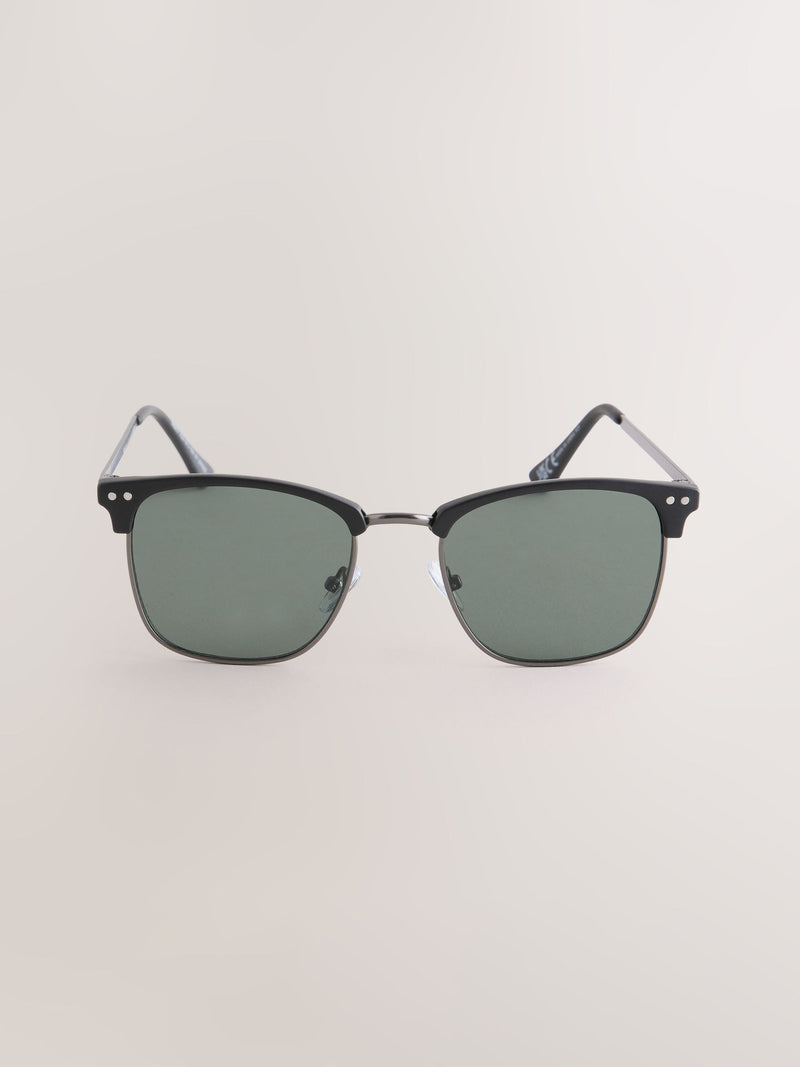 Black preppy sunglasses clubmaster style, UK version