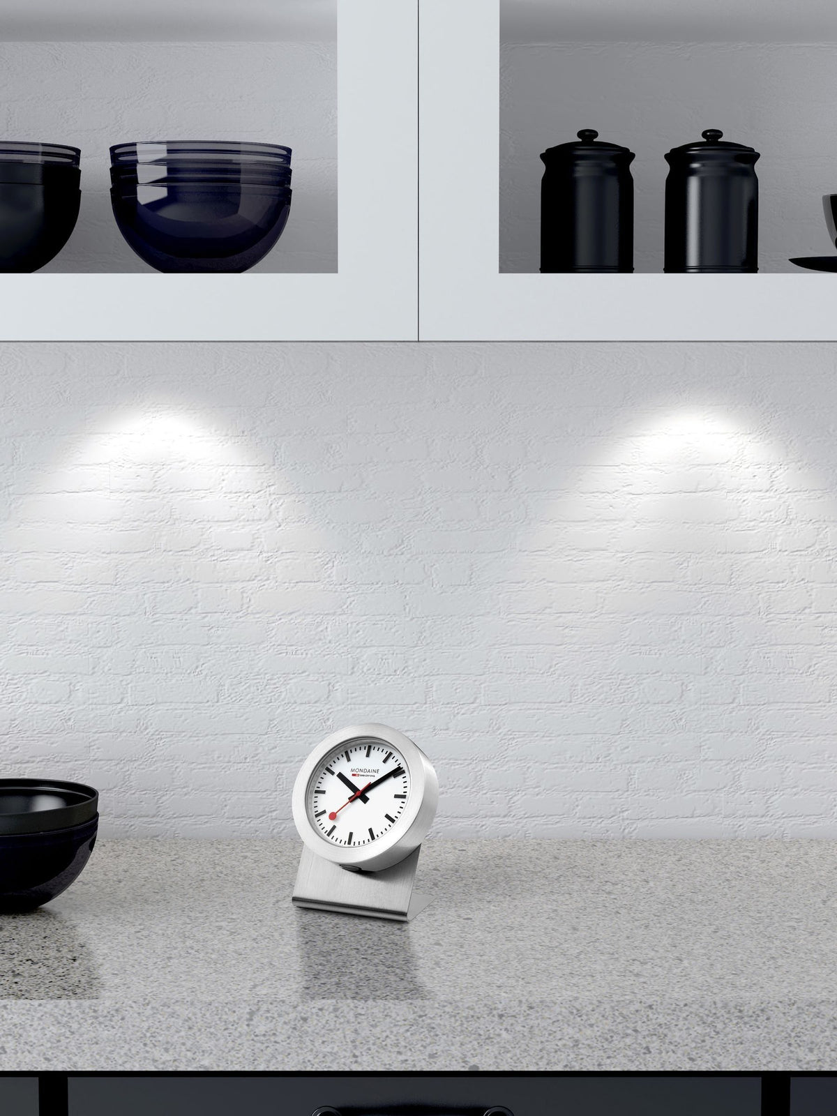 Mondaine white magnet clock 5cm, imported from the UK