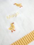JoJo Maman Bébé personalised embroidered duck shawl, imported from the UK