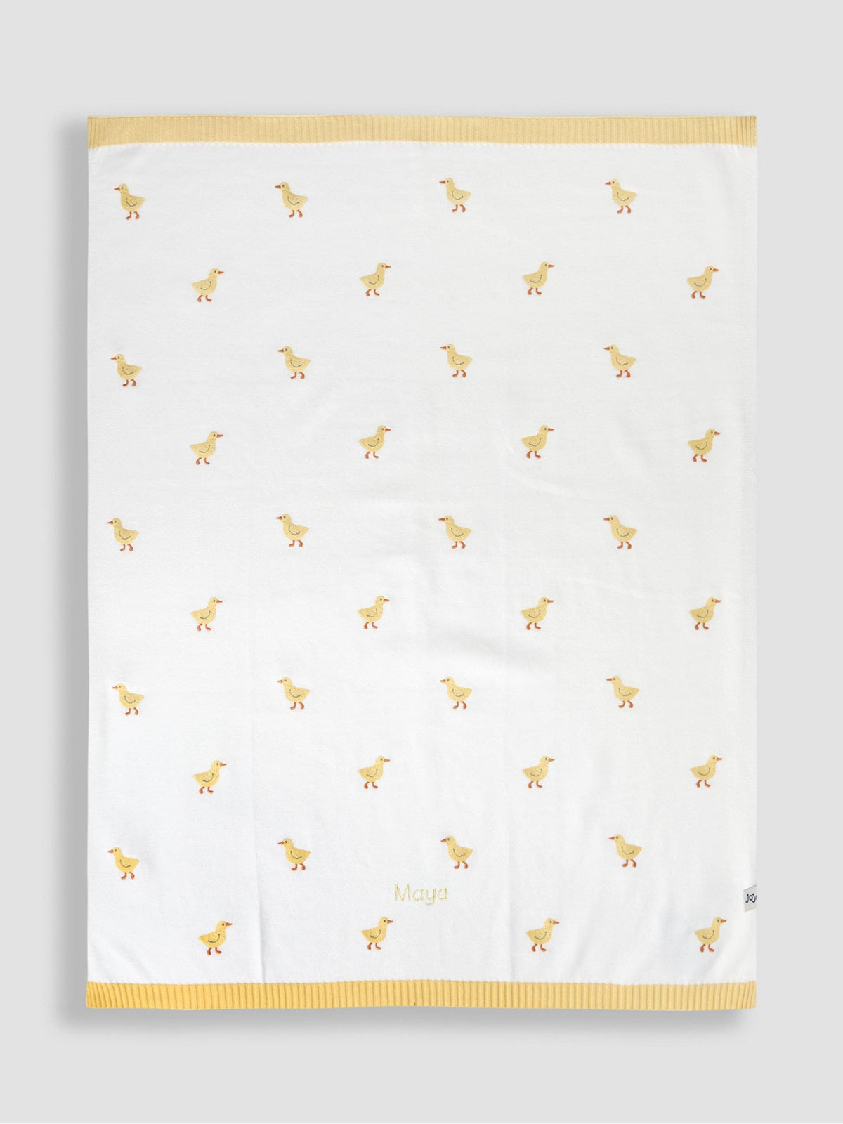 JoJo Maman Bébé personalised embroidered duck shawl, imported from the UK