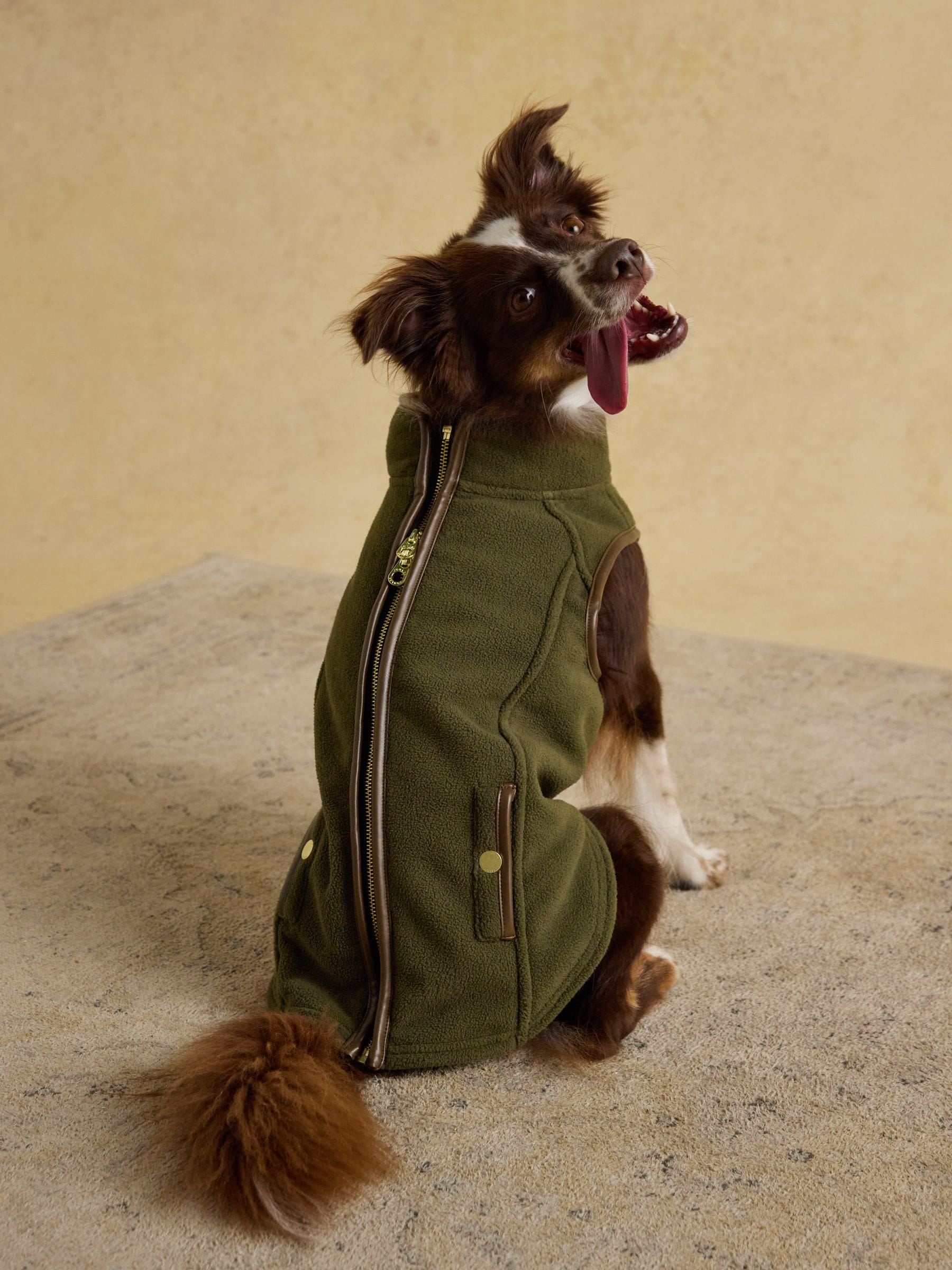 Joules Khaki Heritage dog fleece soft polar material, UK version