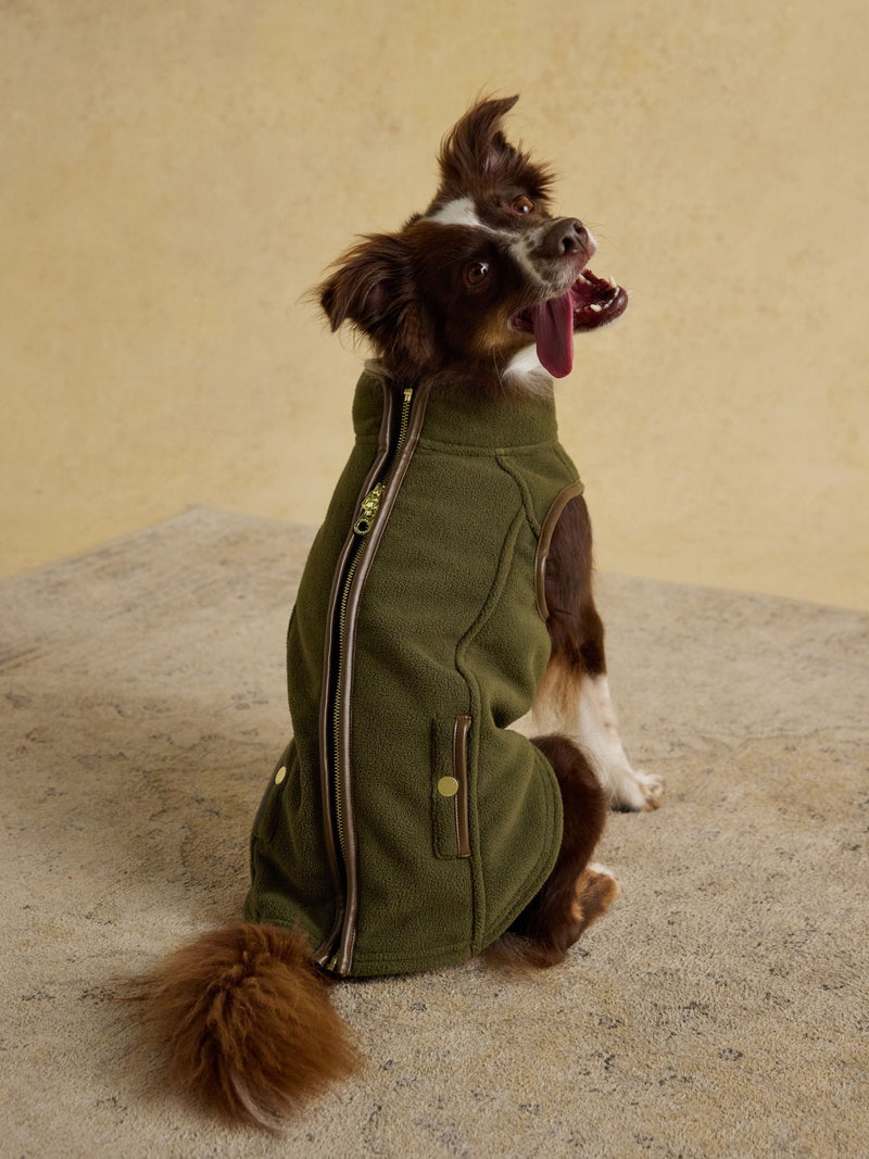 Joules Khaki Heritage dog fleece soft polar material, UK version