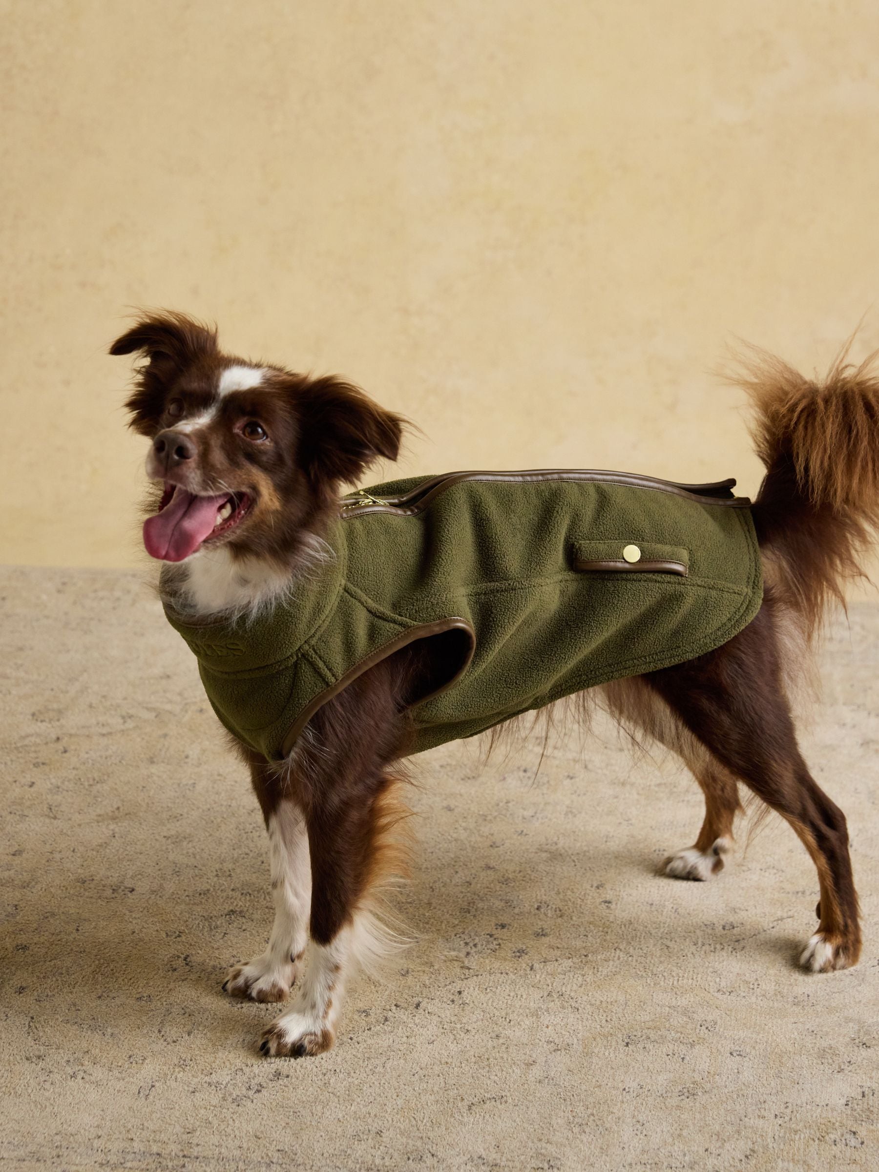 Joules Khaki Heritage dog fleece soft polar material, UK version