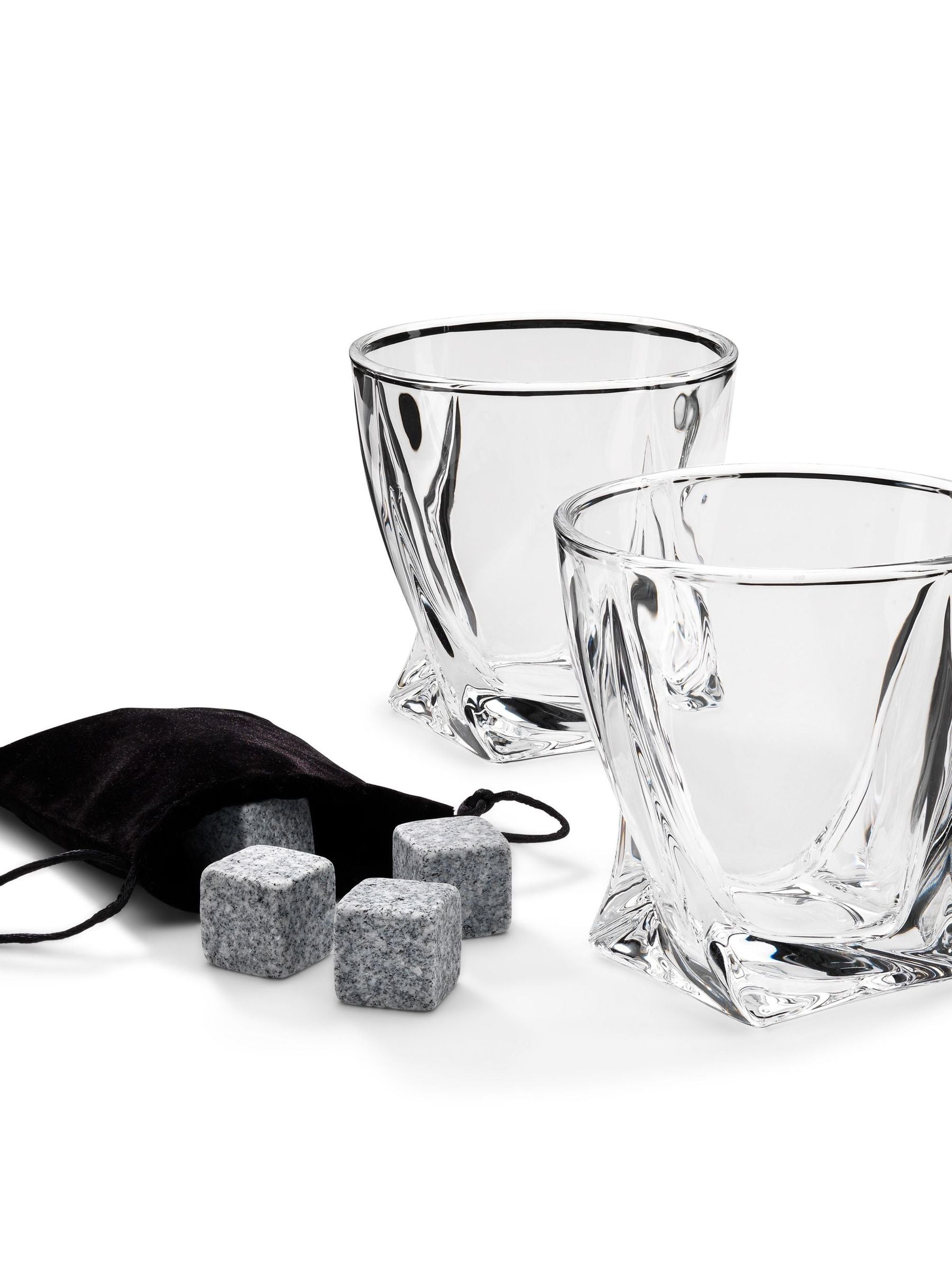 MenKind twisted glasses and ice stones set, clear, imported from the UK