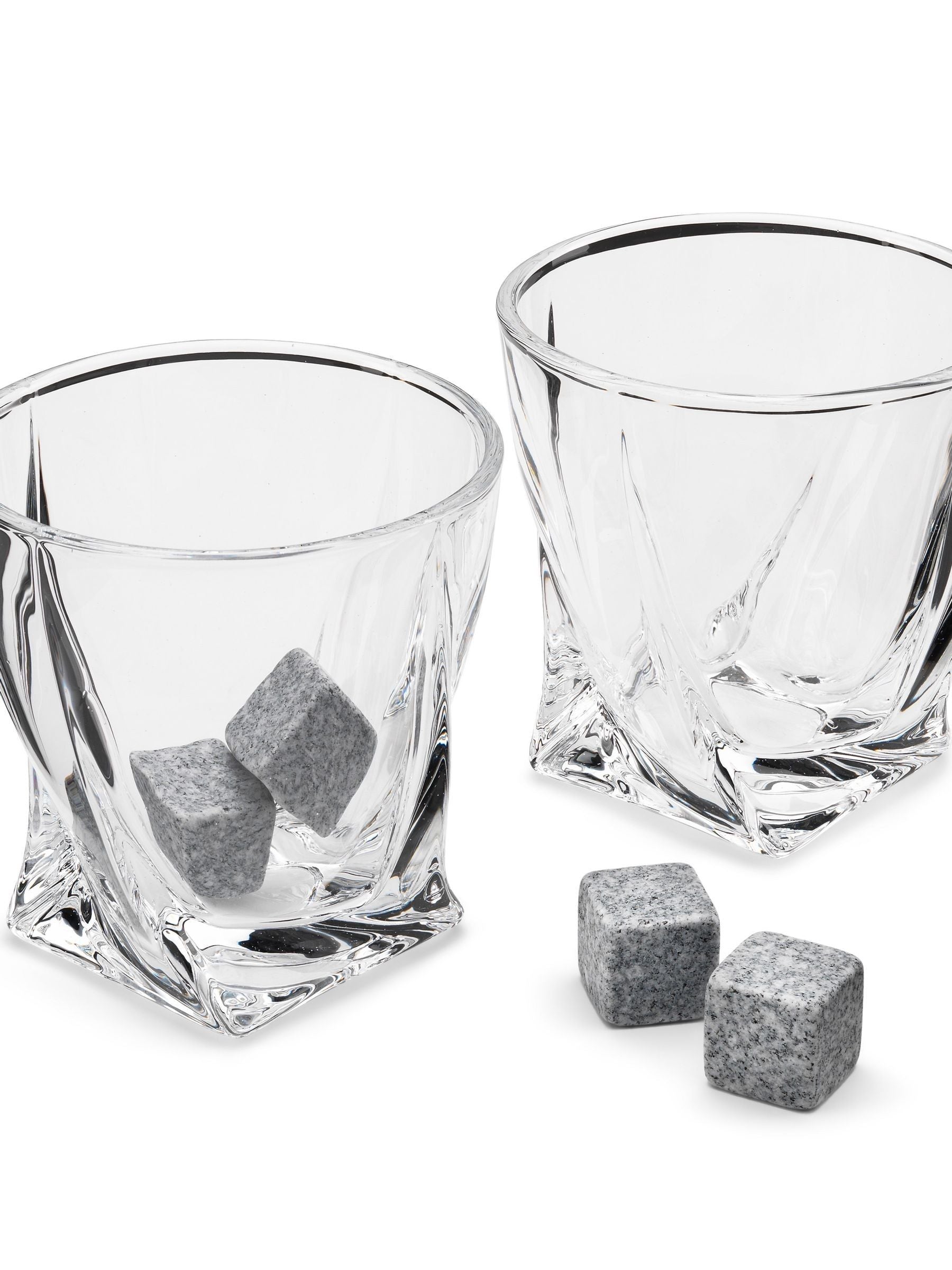 MenKind twisted glasses and ice stones set, clear, imported from the UK