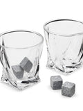 MenKind twisted glasses and ice stones set, clear, imported from the UK