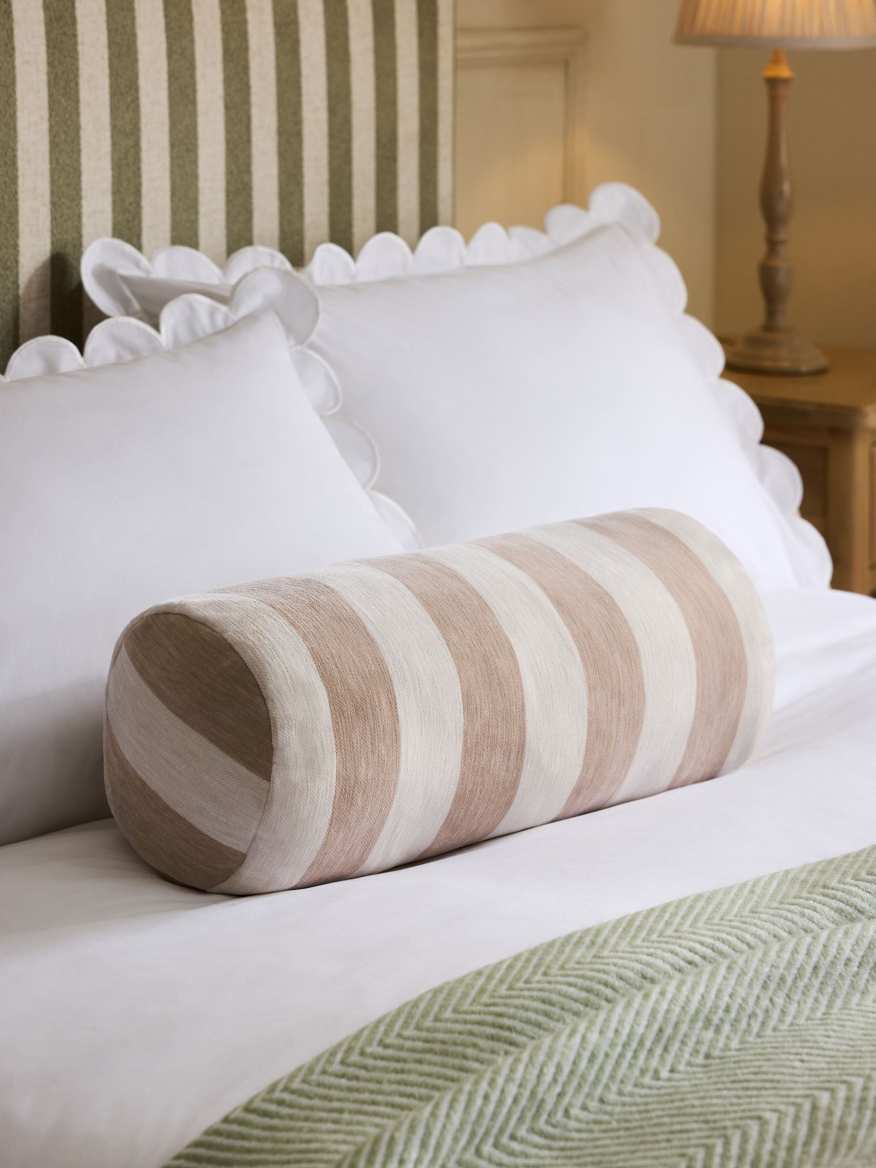 Chenille Stripe Cushion Sage Green 50 x 50cm