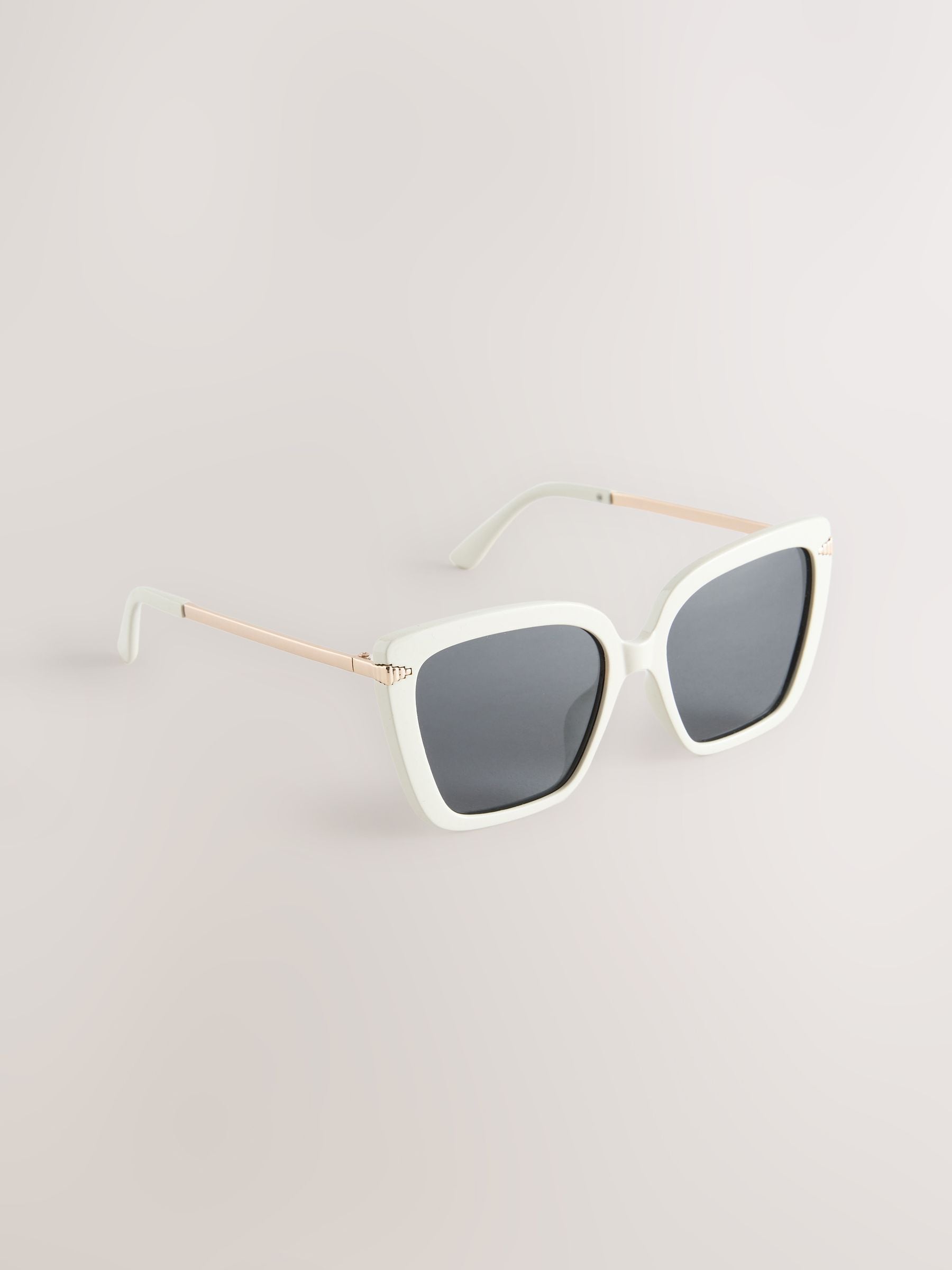 Bone square cat eye sunglasses with gold arms, UK version