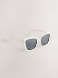 Bone square cat eye sunglasses with gold arms, UK version