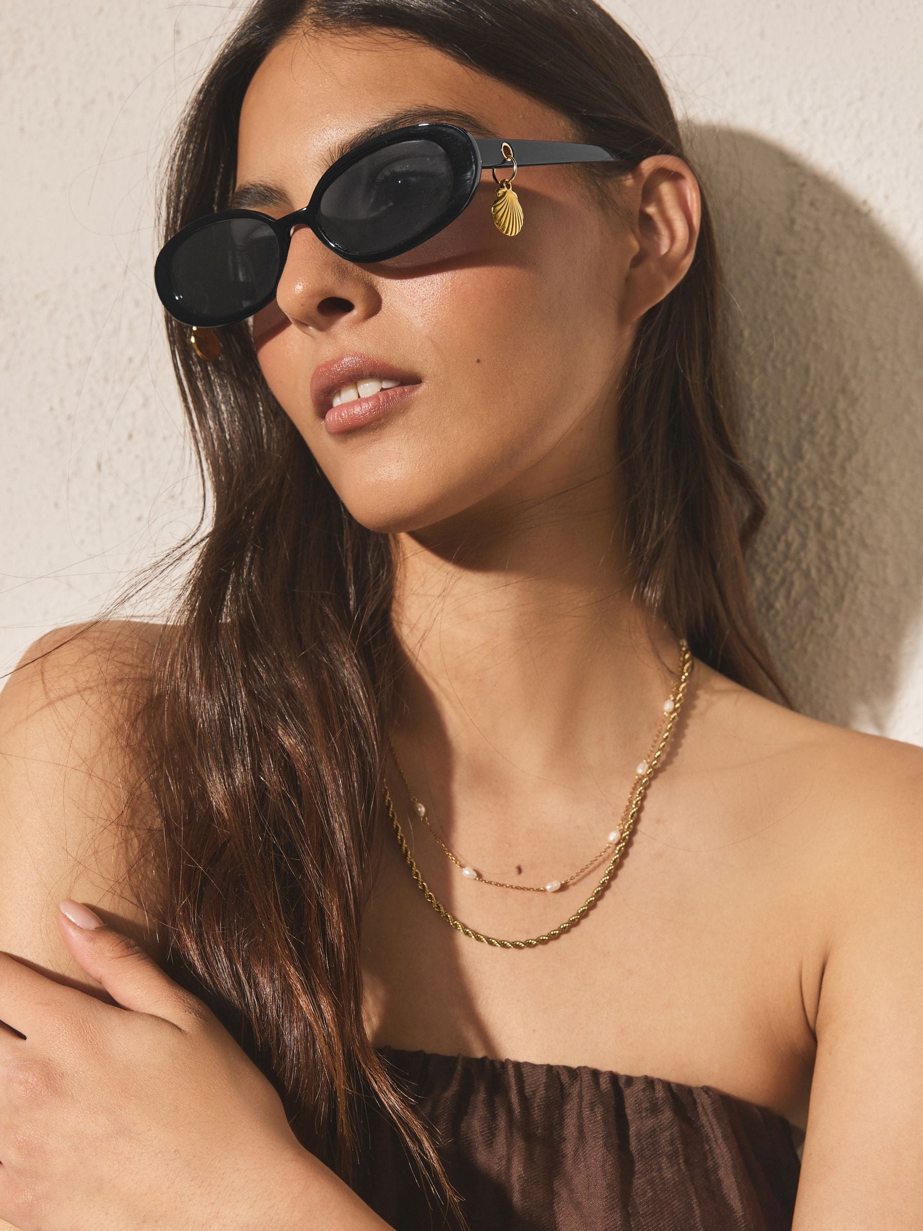 Black oval sunglasses recycled polycarbonate triacetate lenses - British product