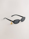 Black oval sunglasses recycled polycarbonate triacetate lenses - British product