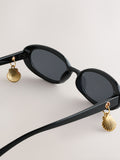 Black oval sunglasses recycled polycarbonate triacetate lenses - British product