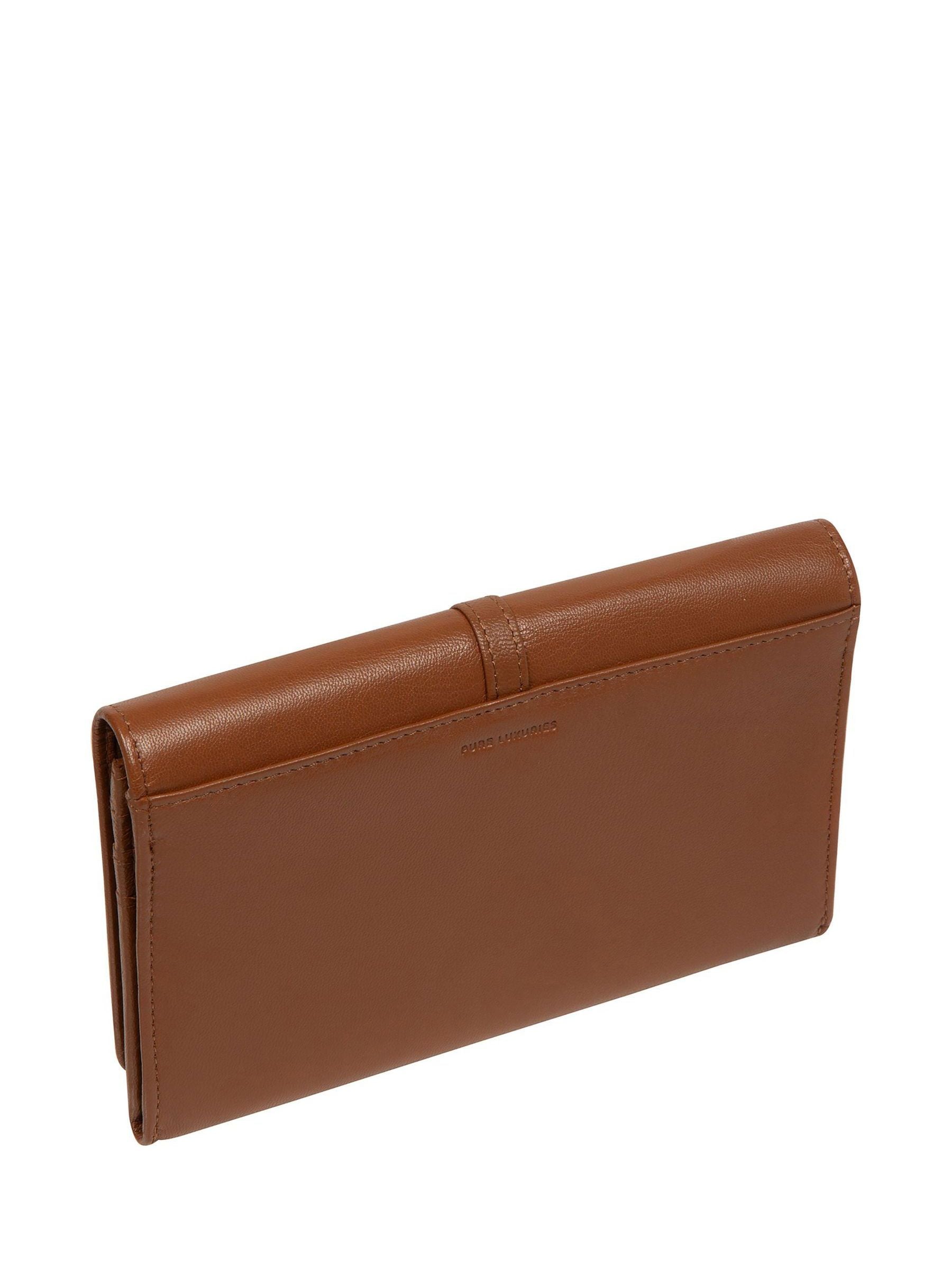 Pure Luxuries London brown Isla leather purse, imported from the UK