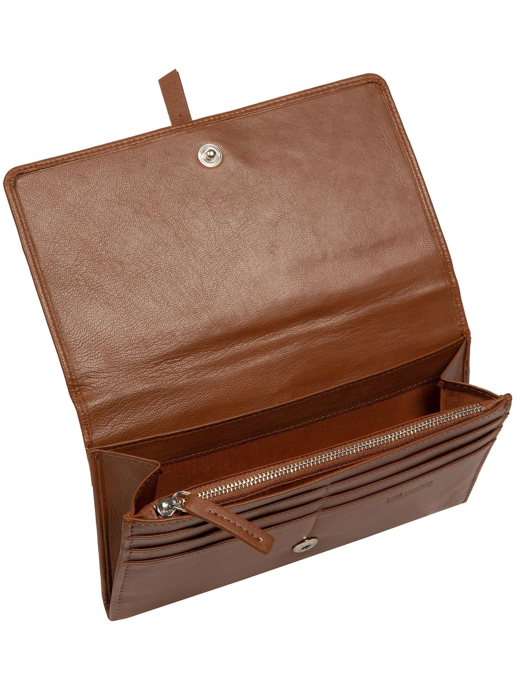 Pure Luxuries London brown Isla leather purse, imported from the UK