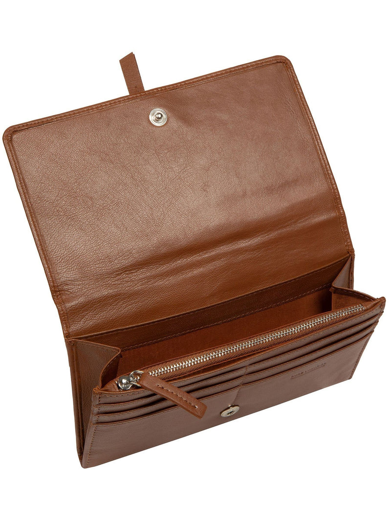 Pure Luxuries London brown Isla leather purse, imported from the UK