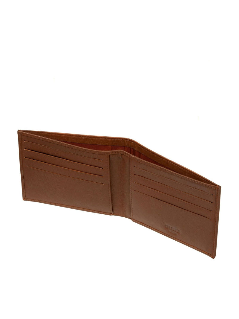Cultured London brown leather bi-fold wallet, imported from the UK