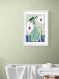East End Prints Black Floral Pottery Delight Wall Art Print by Miho Art Studio