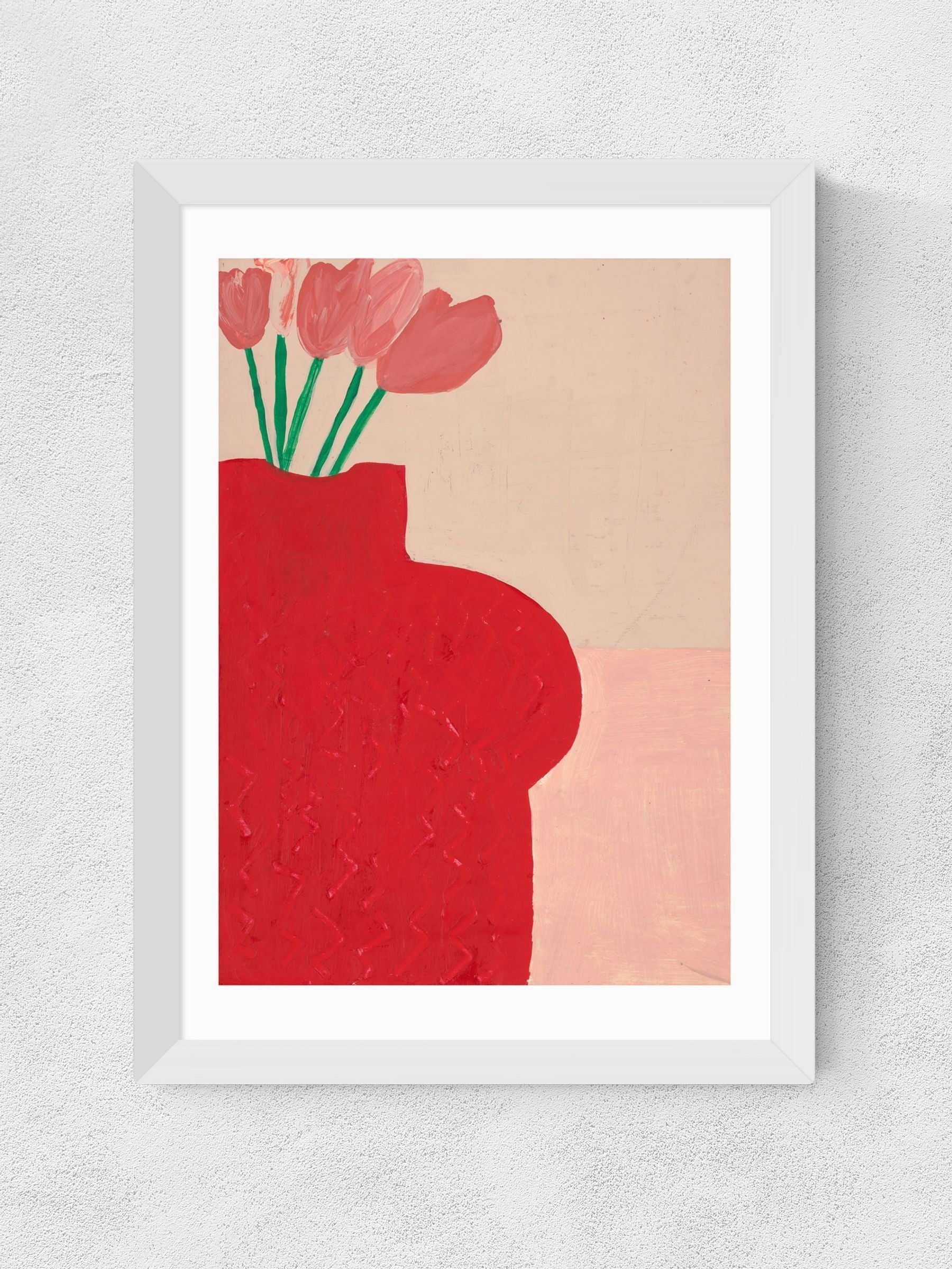 East End Prints white red bust vase wall art print - British product