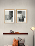 East End Prints Set of 2 Black Monochrome Blocks Wall Art Prints by Alisa Galitsyna