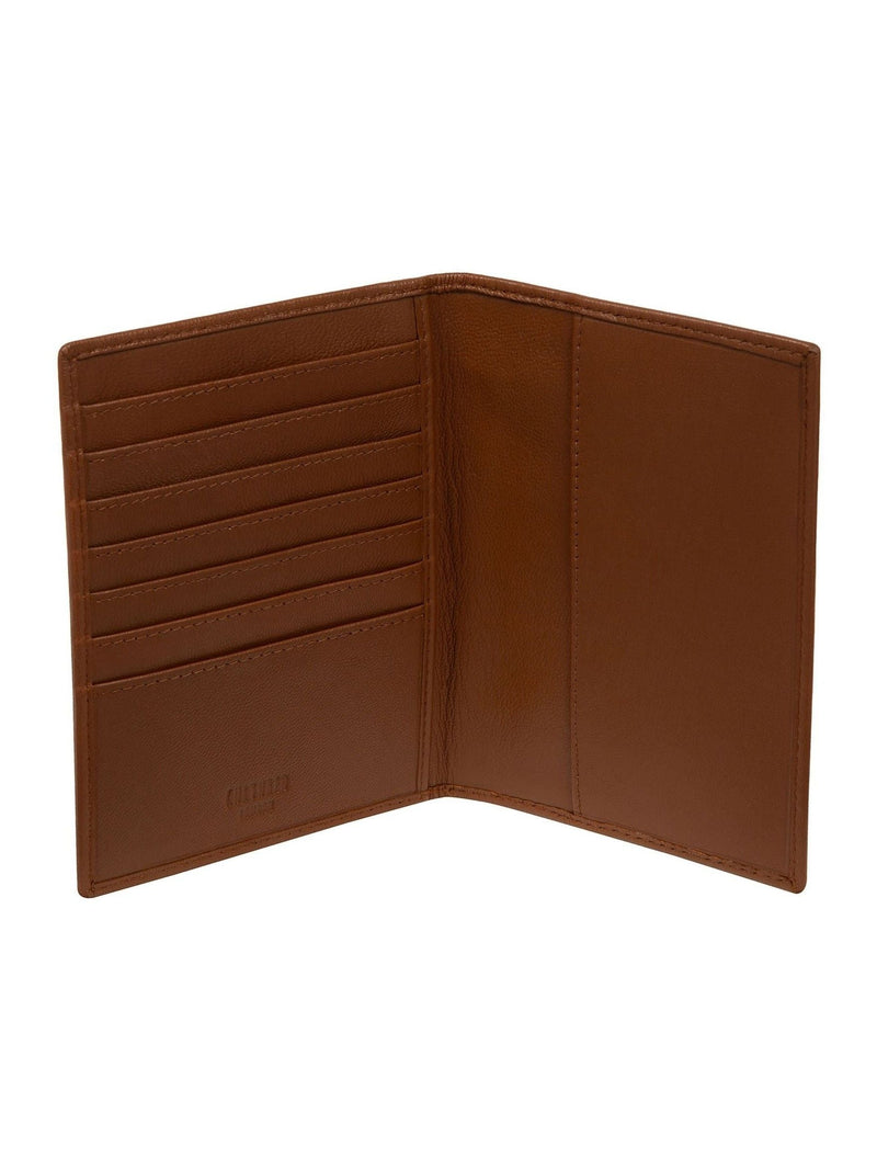 Cultured London brown leather passport holder (British brand)