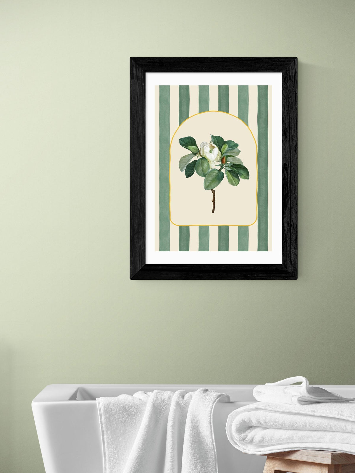 East End Prints Black Stripey Magnolia Wall Art Print - British product