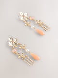 Gold tone floral drop stud earrings, UK version