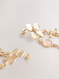 Gold tone floral drop stud earrings, UK version